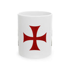 Templar Cross Ceramic Mug — Medieval Knights Coffee Cup (11oz & 15oz)