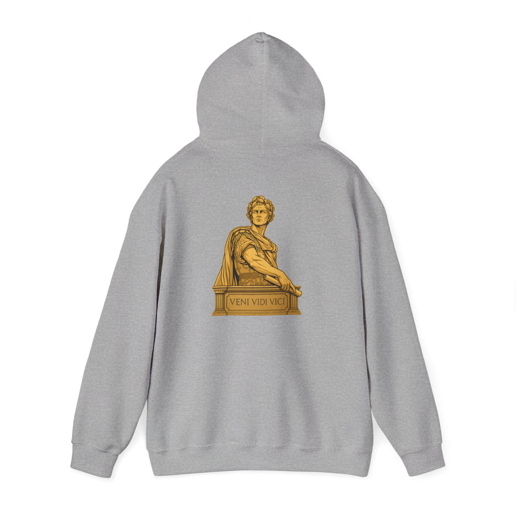 Roman Empire Hoodie with Caesar 'Veni, Vidi, Vici' Statue Print