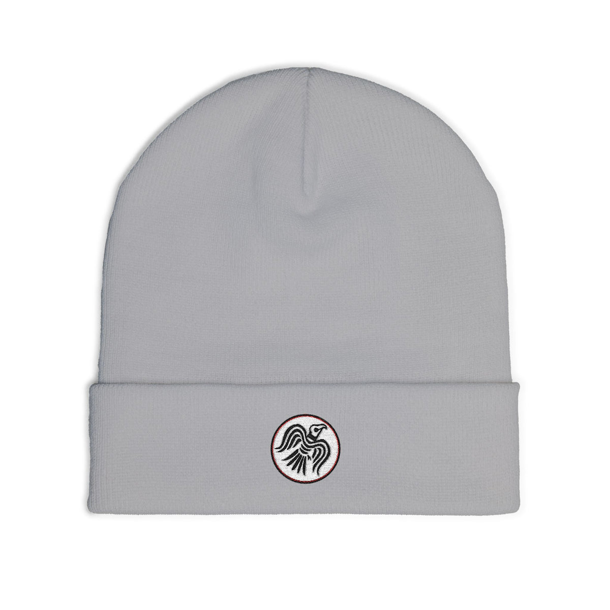 Embroidered Raven Knit Beanie — Viking Winter Hat