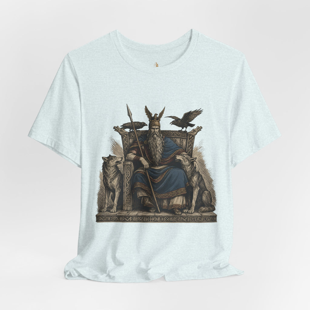 Odin Throne T-Shirt — Norse God Odin with Ravens T-Shirt