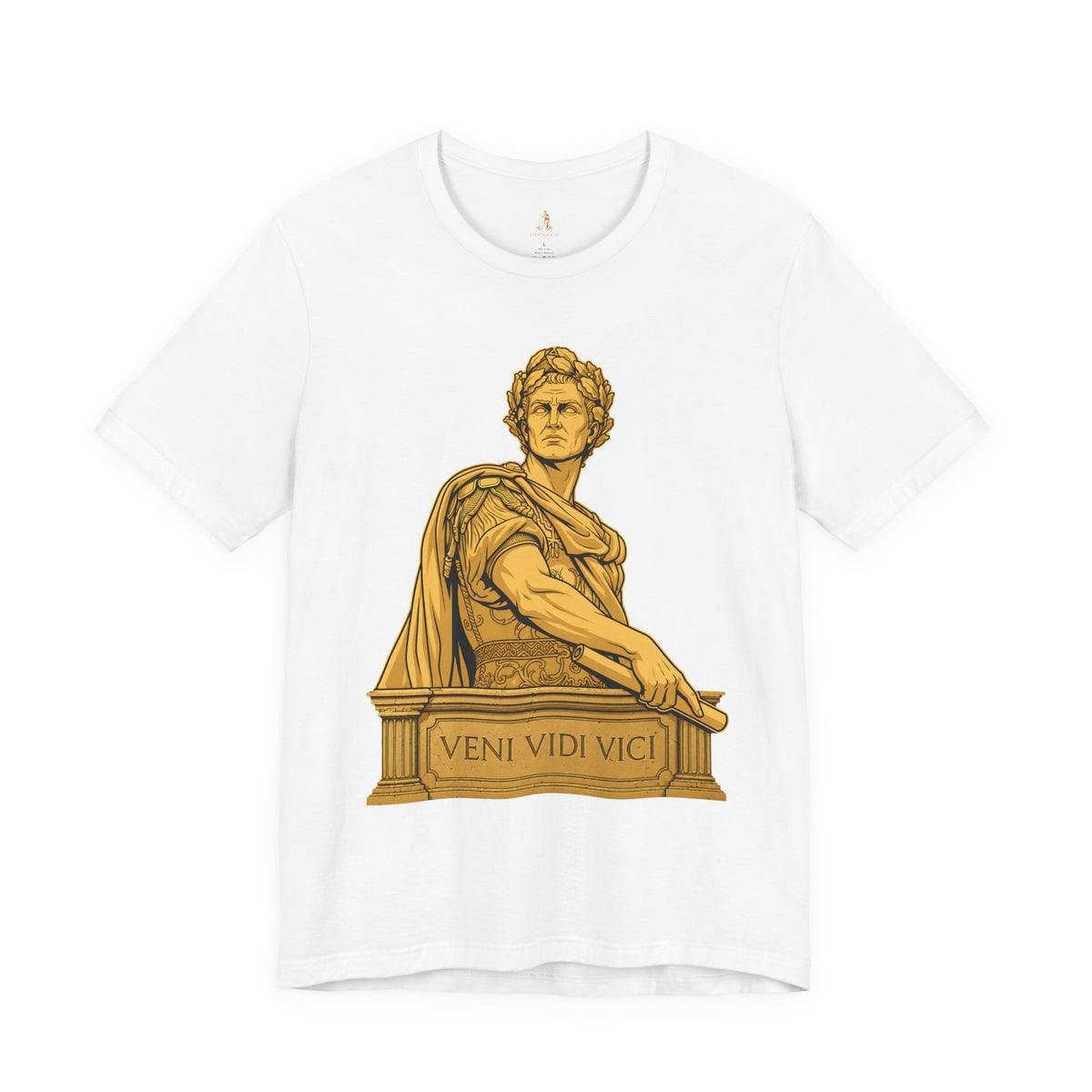 Roman Empire T-Shirt with Caesar 'Veni, Vidi, Vici' Statue Print
