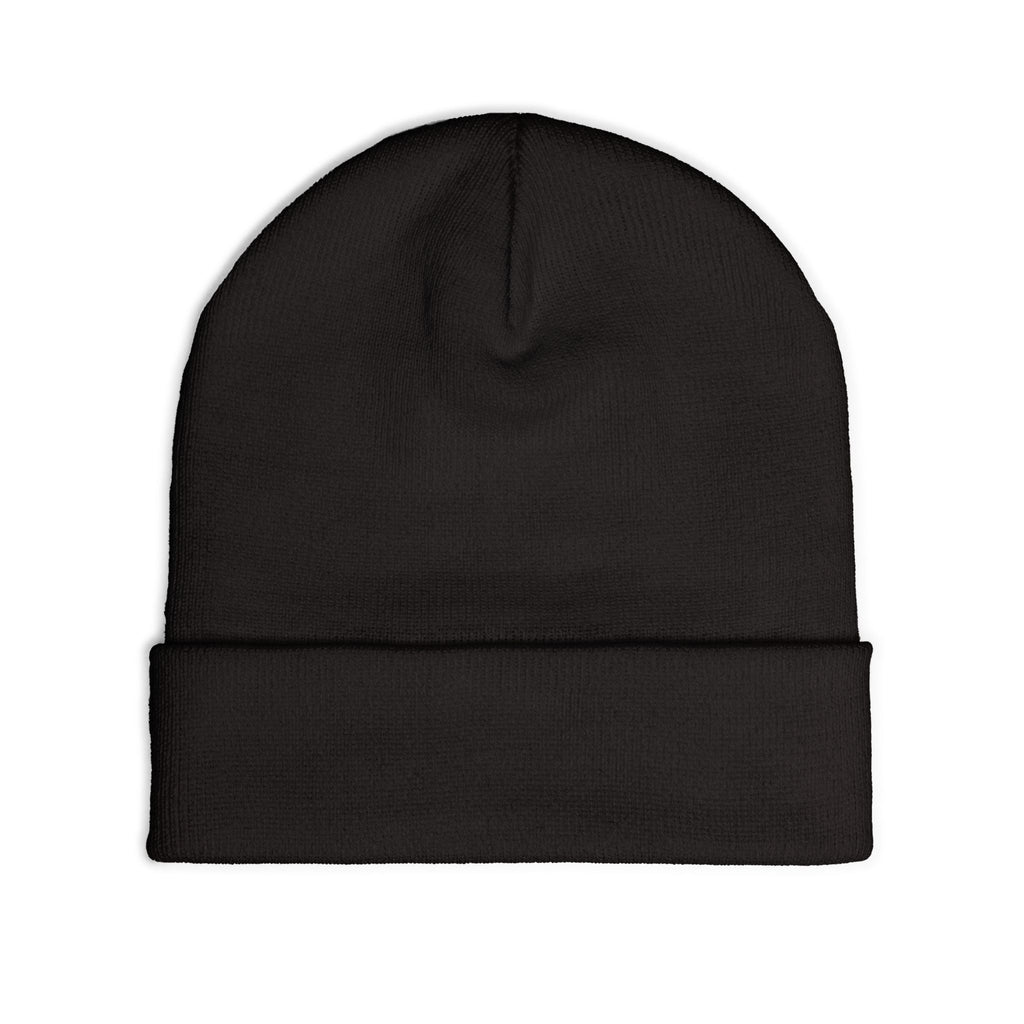 Embroidered Thor Hammer Knit Beanie — Silver Mjolnir Winter Hat