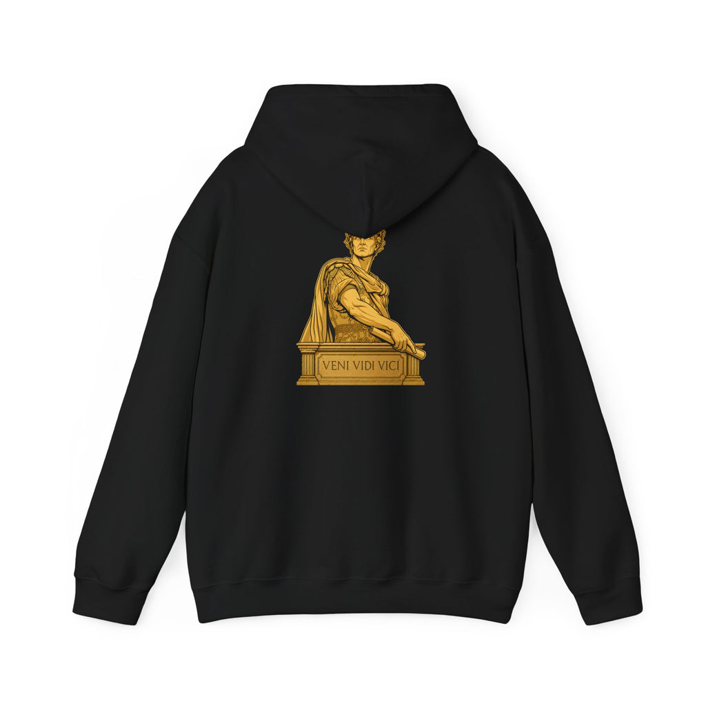 Roman Empire Hoodie with Caesar 'Veni, Vidi, Vici' Statue Print