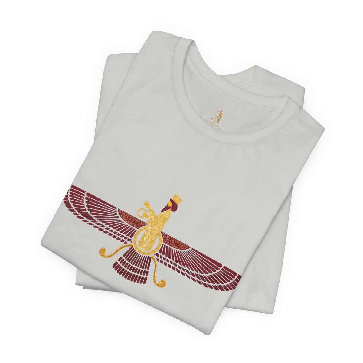 Blood Red Faravahar Zoroastrian Symbol T-Shirt — Ancient Persian Winged Sun Tee