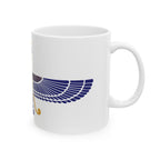 Lapis Lazuli Faravahar Ceramic Mug — Ancient Zoroastrian Winged Symbol Coffee Cup 11oz