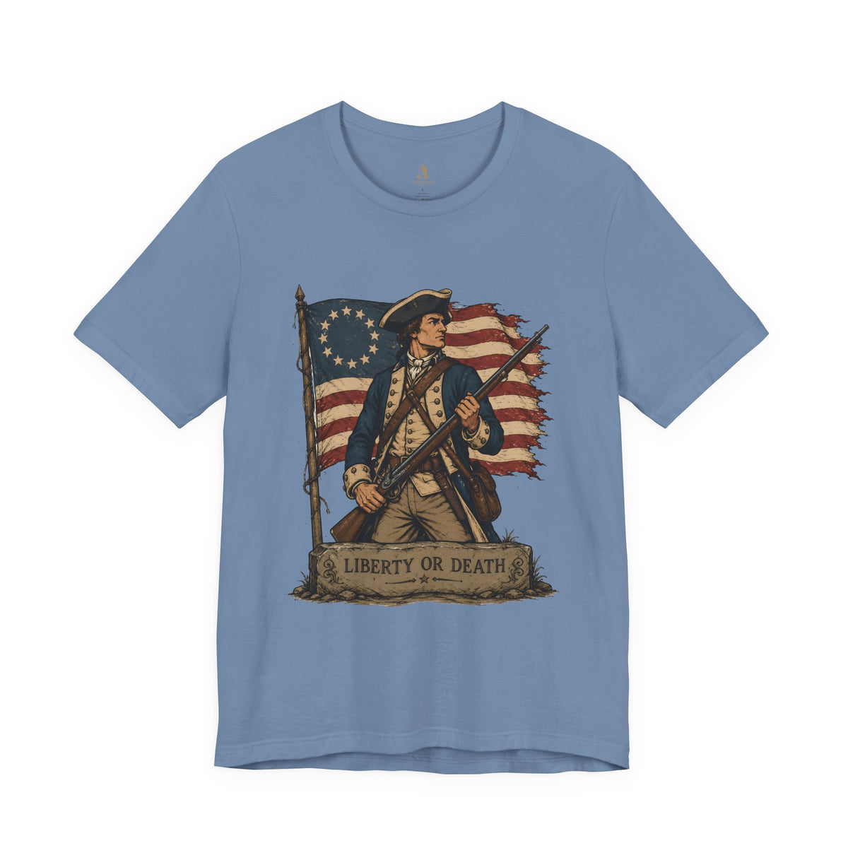 Liberty or Death Tee — Revolutionary Soldier Patriotic T‑Shirt