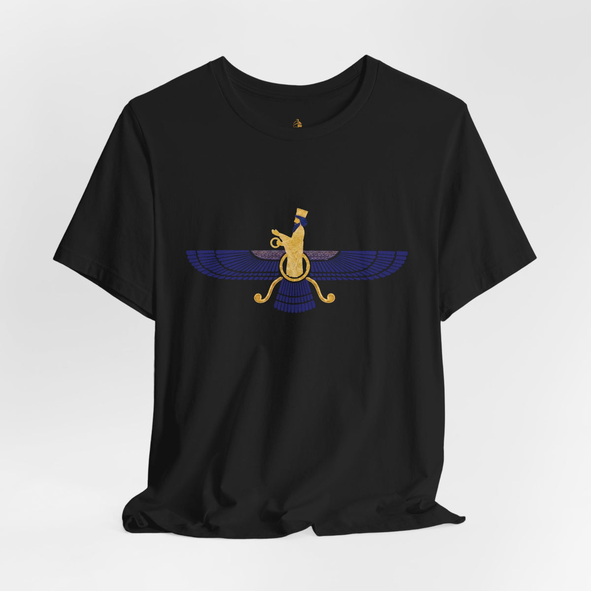 Lapis Lazuli Faravahar Zoroastrian Symbol T-Shirt – Ancient Persian Winged Sun Tee