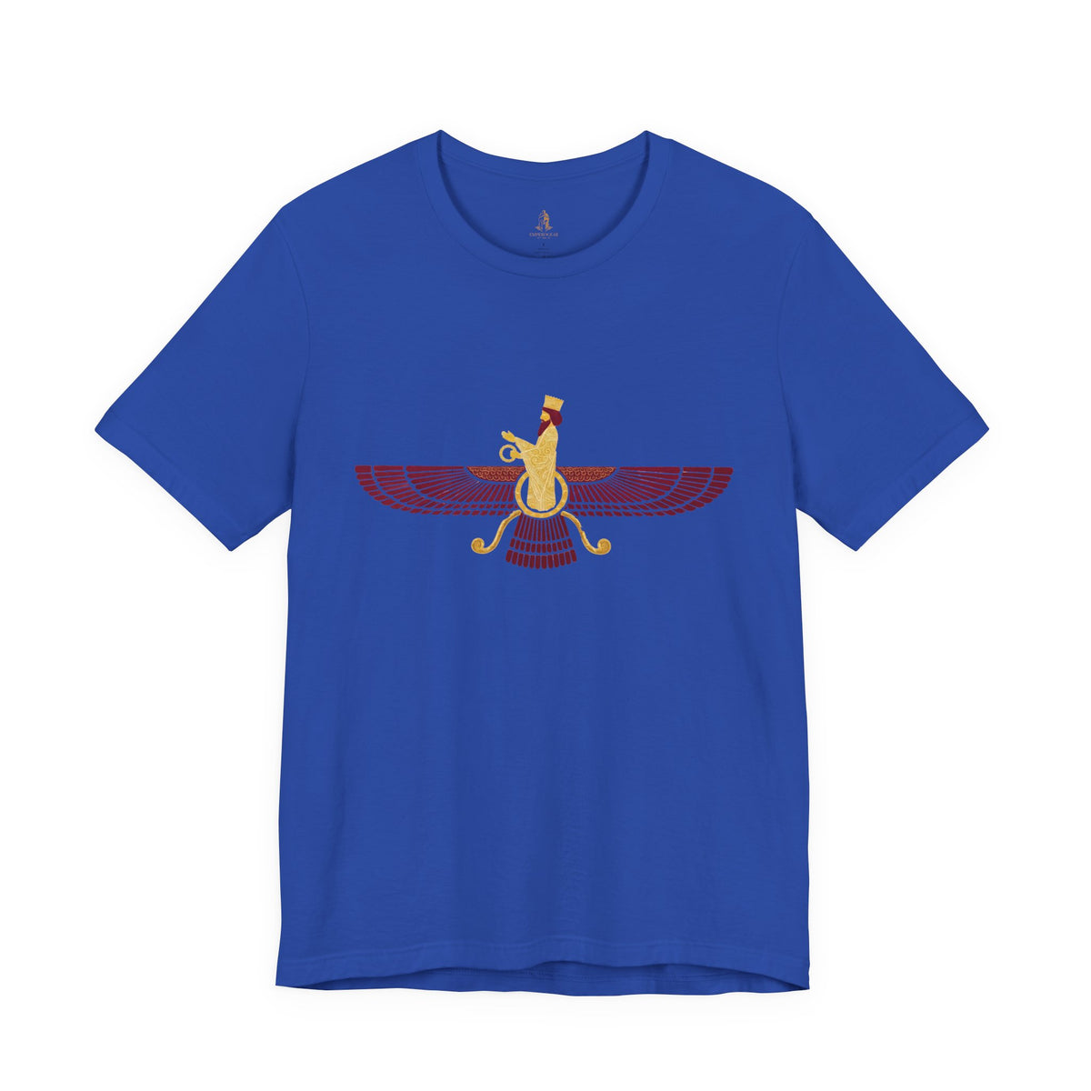Blood Red Faravahar Zoroastrian Symbol T-Shirt — Ancient Persian Winged Sun Tee