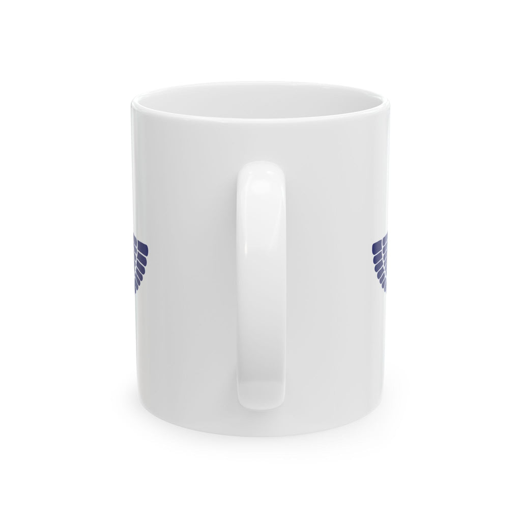 Lapis Lazuli Faravahar Ceramic Mug — Ancient Zoroastrian Winged Symbol Coffee Cup 11oz