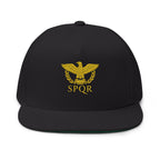 Embroidered Gold SPQR Eagle Flat Bill Cap