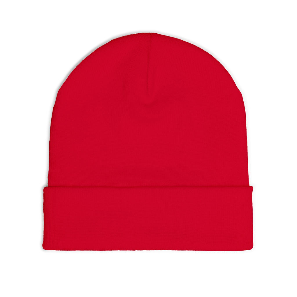 Embroidered Thor Hammer Knit Beanie — Silver Mjolnir Winter Hat