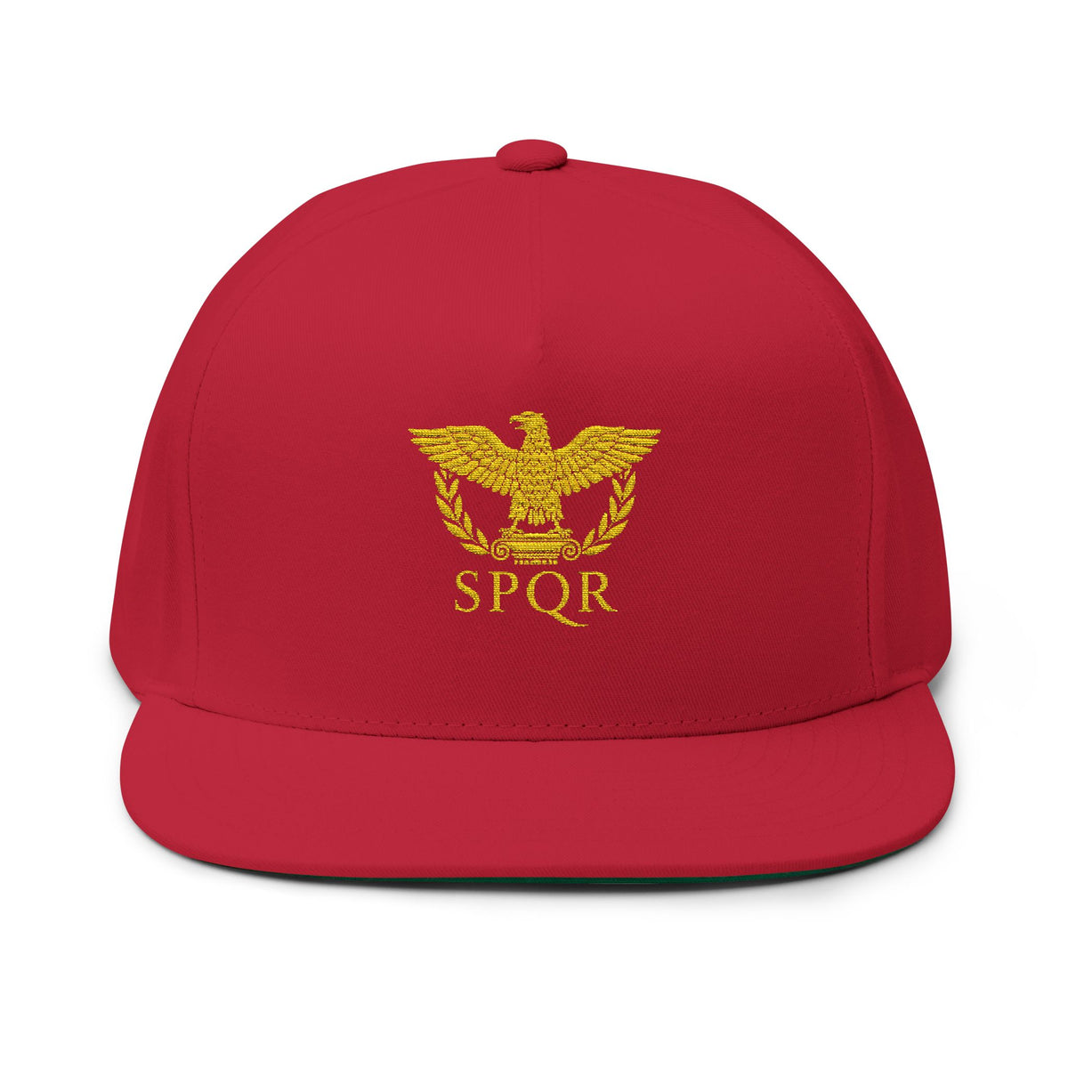 Embroidered Gold SPQR Eagle Flat Bill Cap