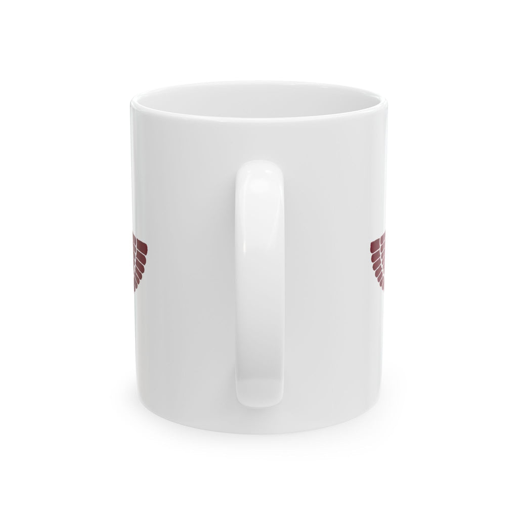Blood Red Faravahar Symbol Ceramic Mug – Persian Ancient Winged Emblem Coffee Cup (11oz