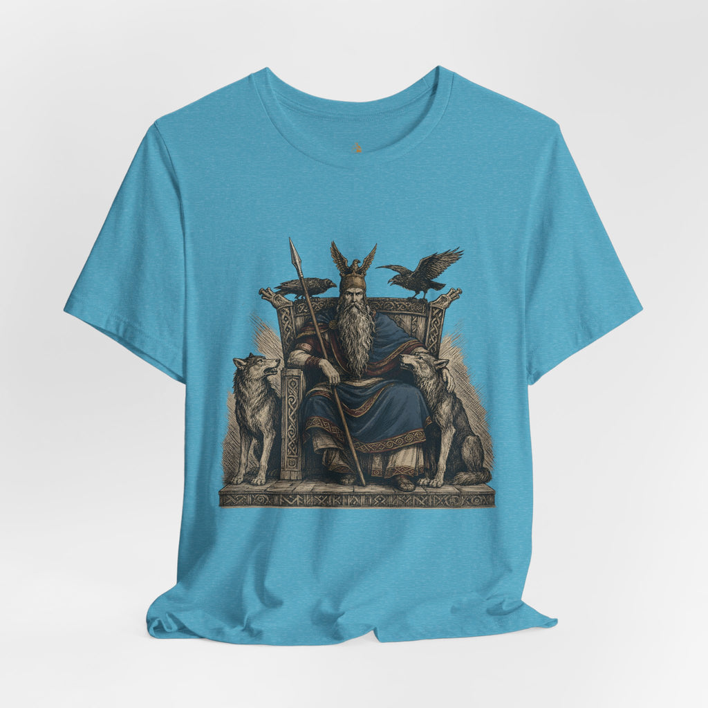 Odin Throne T-Shirt — Norse God Odin with Ravens T-Shirt