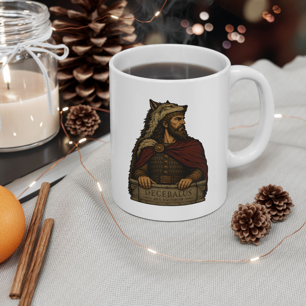 Decebalus with Dacian Wolf Symbol Coffee Mug 11oz