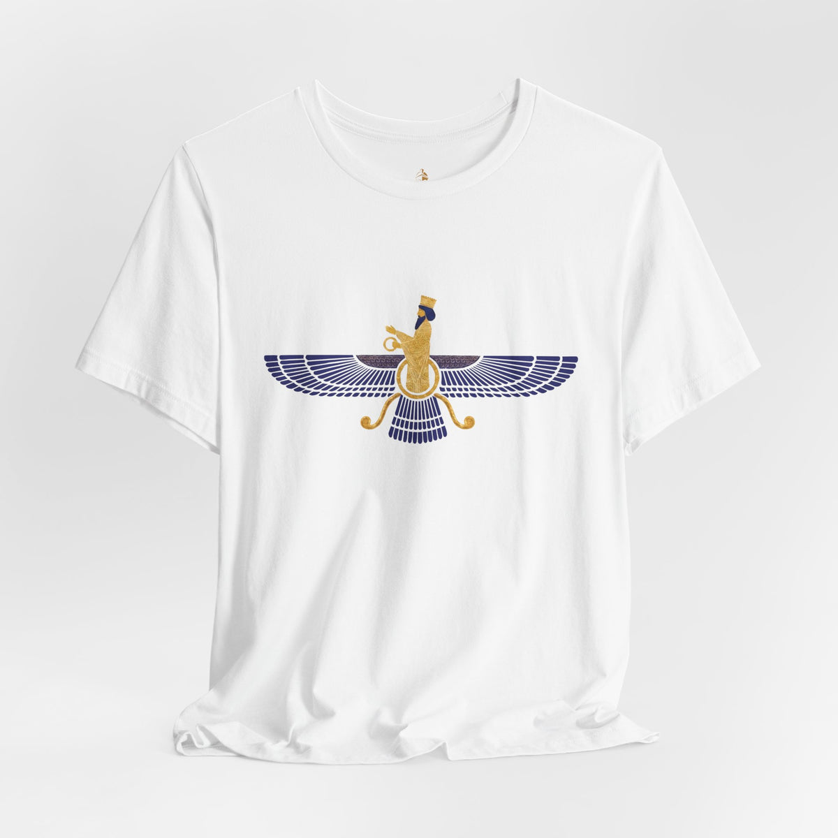 Lapis Lazuli Faravahar Zoroastrian Symbol T-Shirt – Ancient Persian Winged Sun Tee