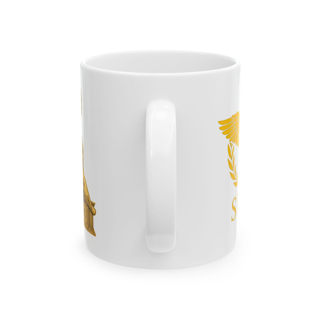 Ancient Rome SPQR Caesar Ceramic Mug — Red Roman-Style Coffee Cup