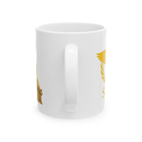 Ancient Rome SPQR Caesar Ceramic Mug — Red Roman-Style Coffee Cup
