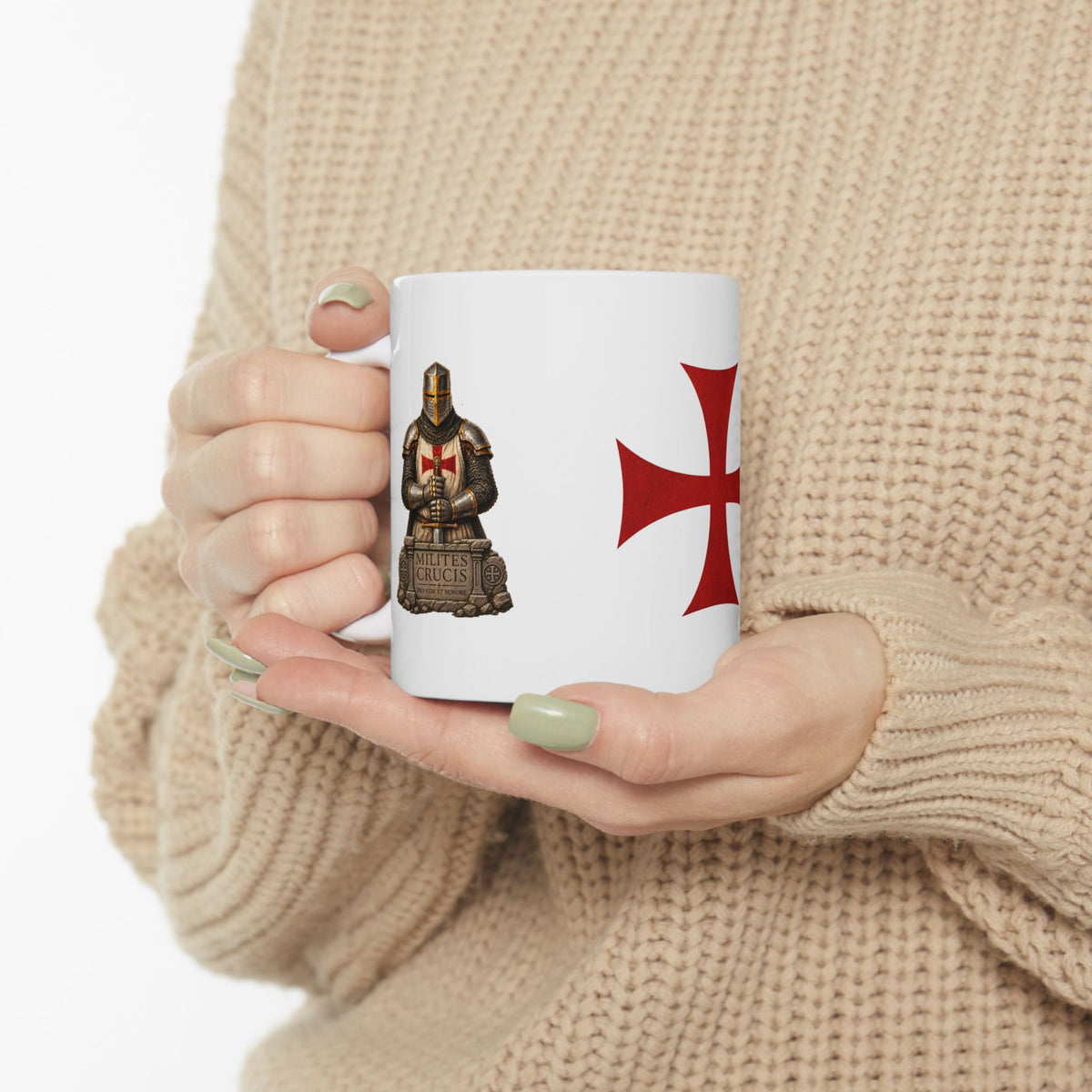 Templar Cross Ceramic Mug — Medieval Knights Coffee Cup (11oz & 15oz)