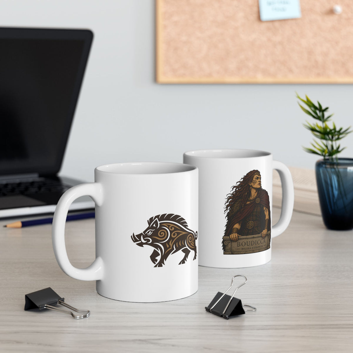Boudicca with Boar Symbol Coffee Mug — 11oz