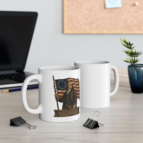 Benjamin Franklin Ceramic Mug – Vintage Patriotic 11oz Coffee Cup