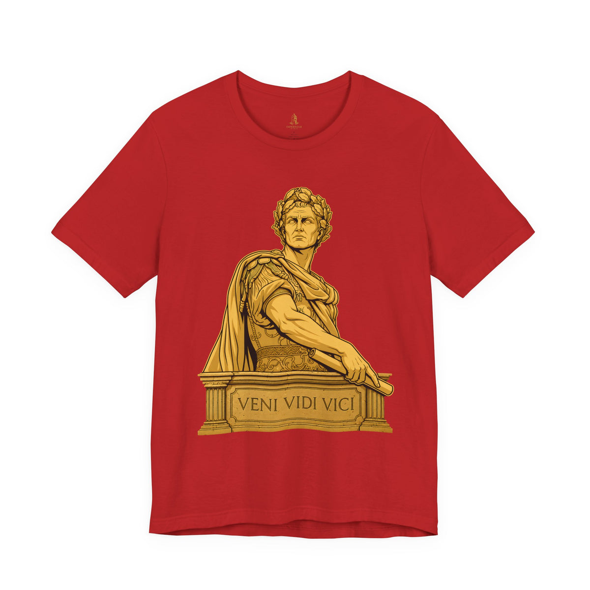 Roman Empire T-Shirt with Caesar 'Veni, Vidi, Vici' Statue Print