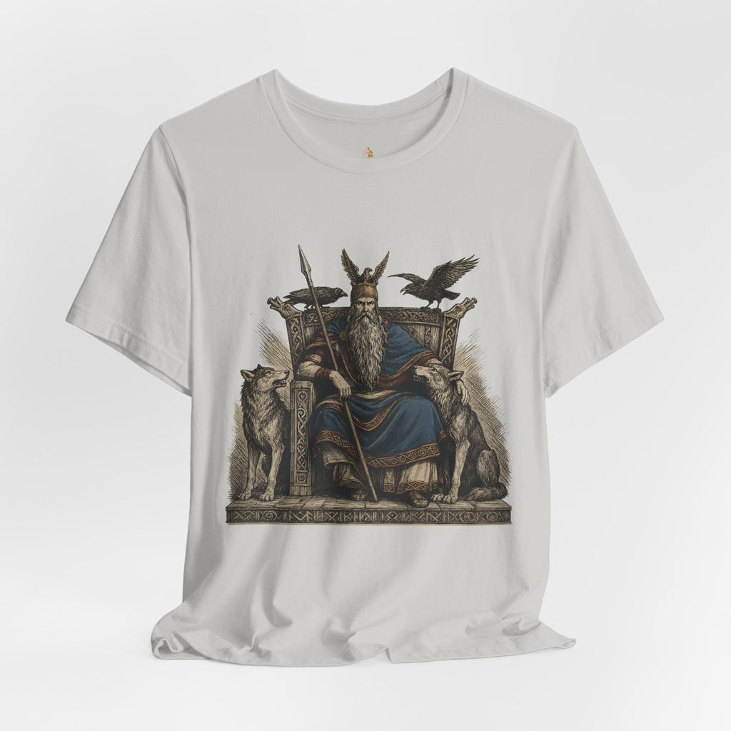 Odin Throne T-Shirt — Norse God Odin with Ravens T-Shirt