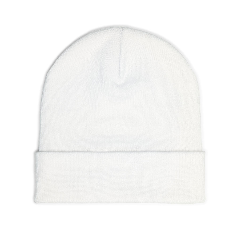 Embroidered Thor Hammer Knit Beanie — Silver Mjolnir Winter Hat