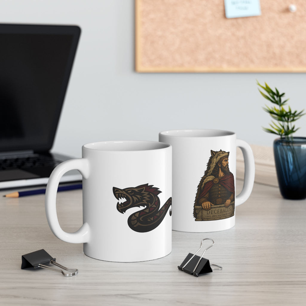 Decebalus with Dacian Wolf Symbol Coffee Mug 11oz
