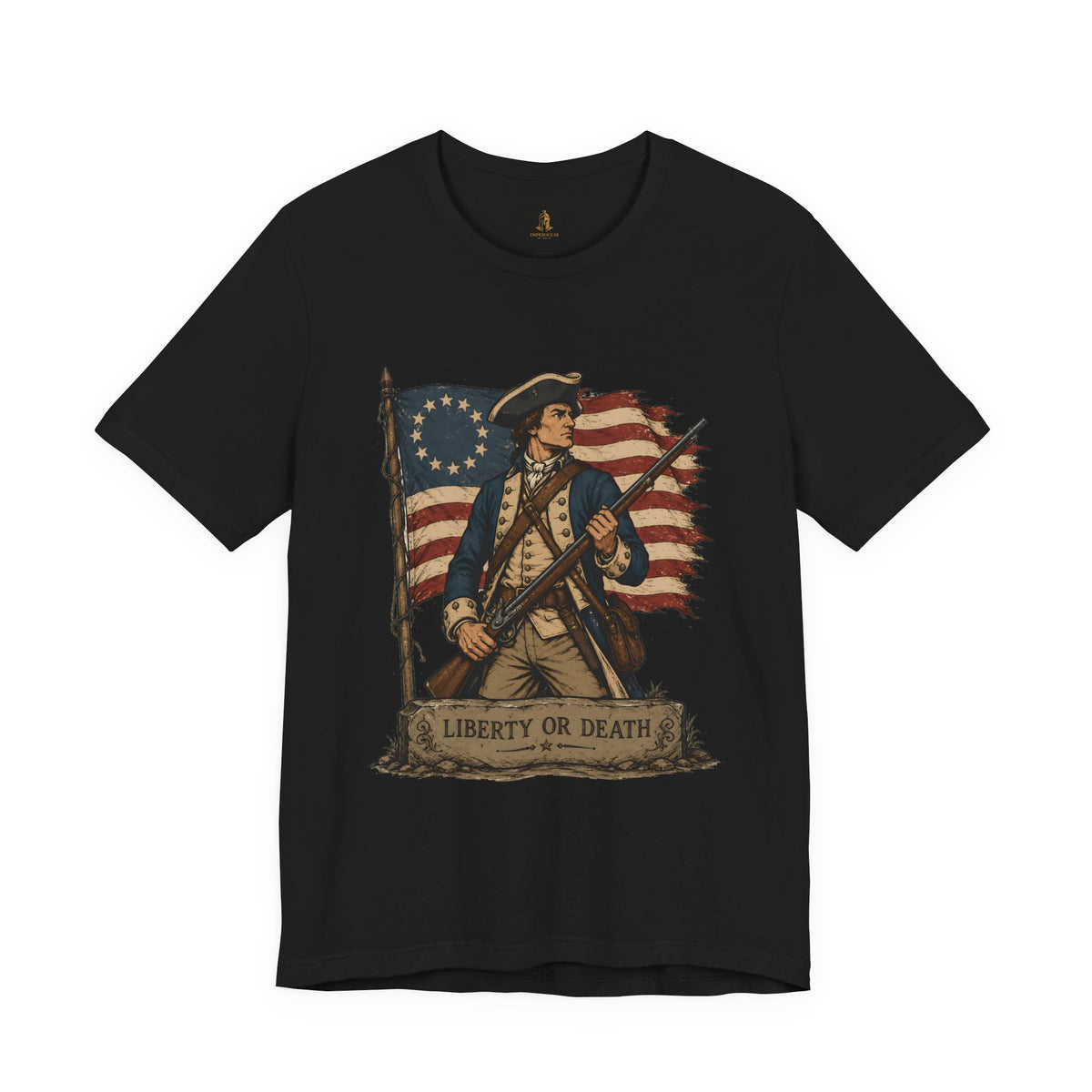 Liberty or Death Tee — Revolutionary Soldier Patriotic T‑Shirt
