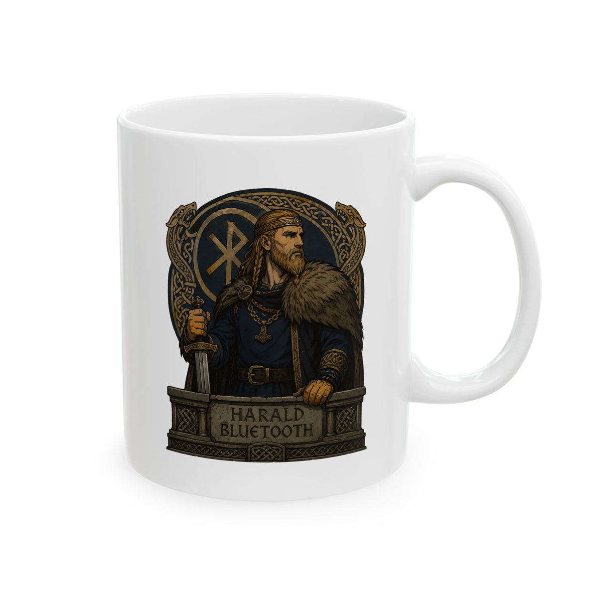 Harald Bluetooth With Raven Banner Coffee Cup 11oz