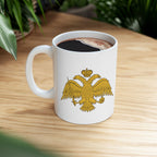 Byzantine Double-Headed Eagle Ceramic Mug — Justinian Coffee Cup 11oz