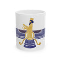 Lapis Lazuli Faravahar Ceramic Mug — Ancient Zoroastrian Winged Symbol Coffee Cup 11oz