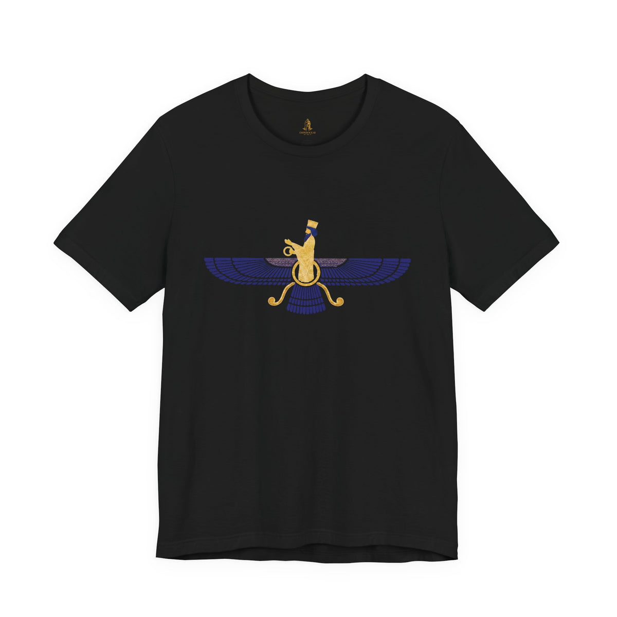 Lapis Lazuli Faravahar Zoroastrian Symbol T-Shirt – Ancient Persian Winged Sun Tee