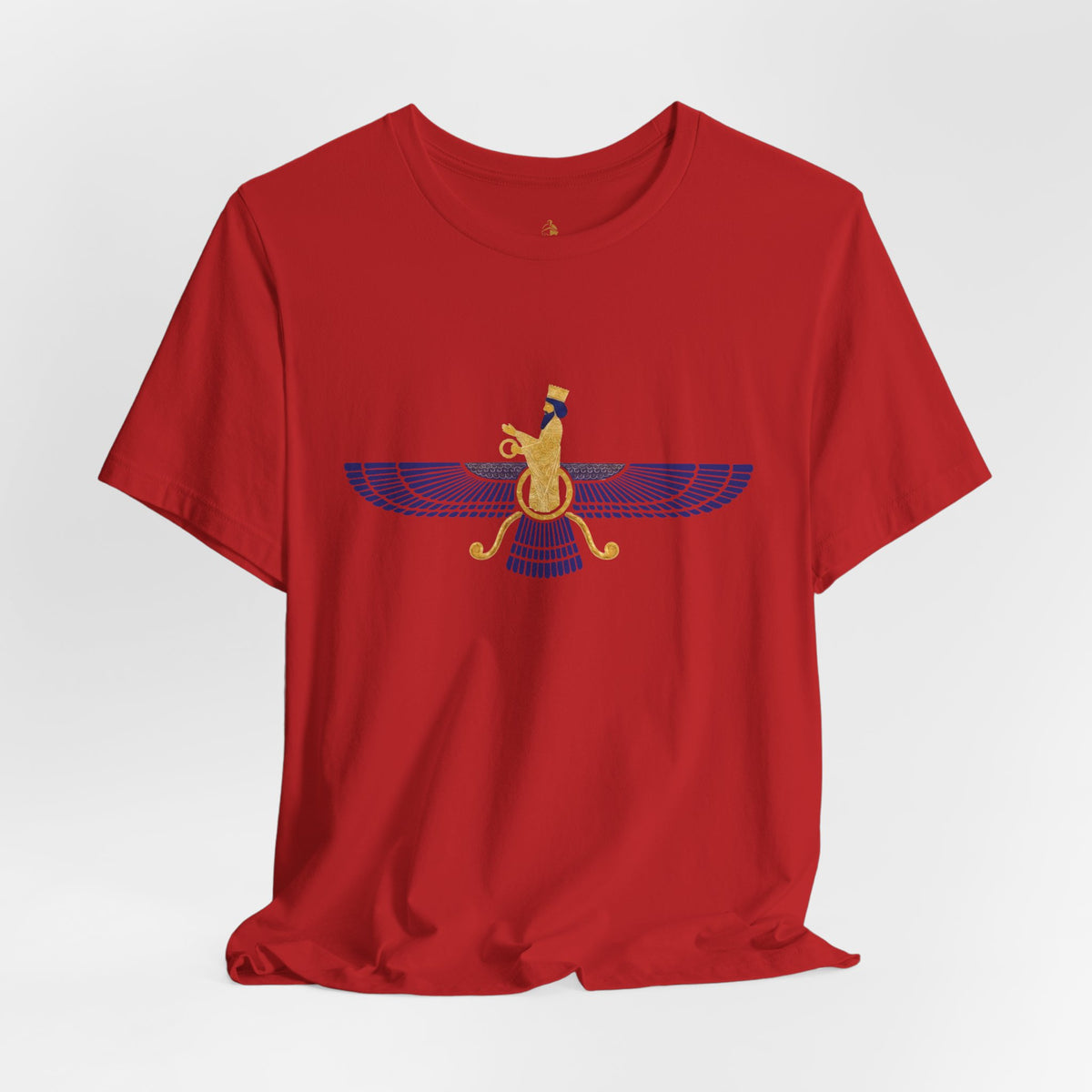 Lapis Lazuli Faravahar Zoroastrian Symbol T-Shirt – Ancient Persian Winged Sun Tee
