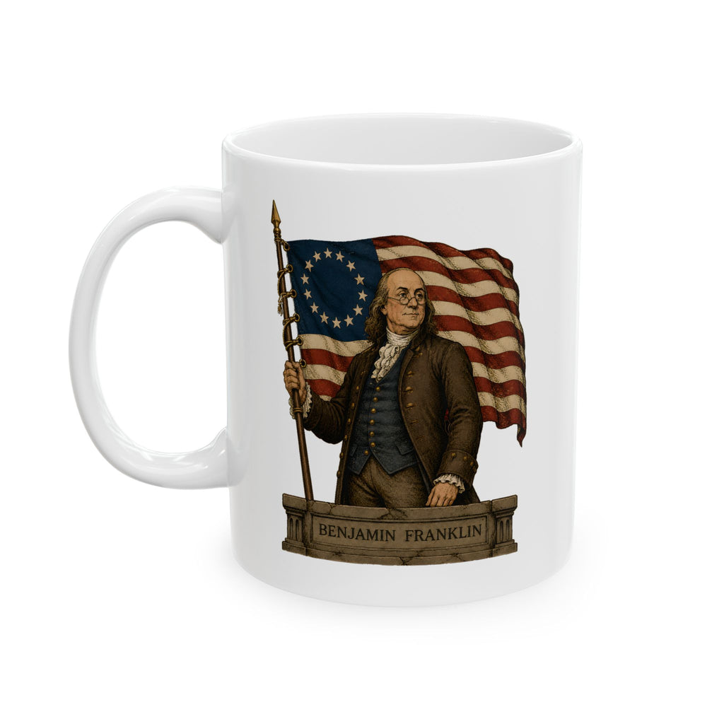 Benjamin Franklin Ceramic Mug – Vintage Patriotic 11oz Coffee Cup