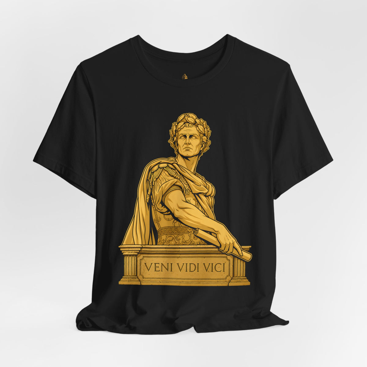 Roman Empire T-Shirt with Caesar 'Veni, Vidi, Vici' Statue Print