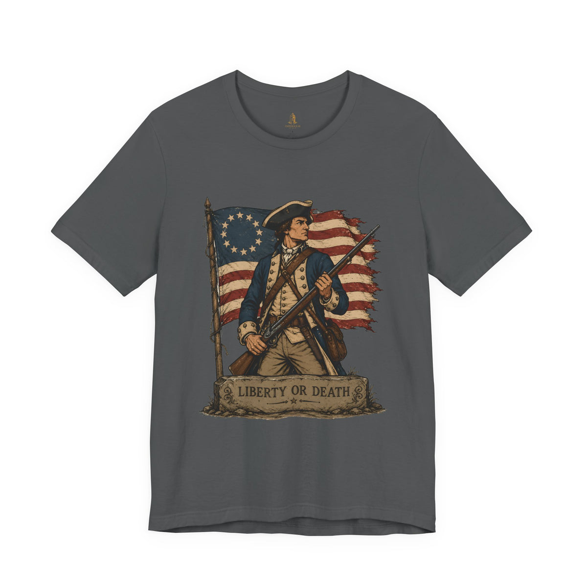 Liberty or Death Tee — Revolutionary Soldier Patriotic T‑Shirt