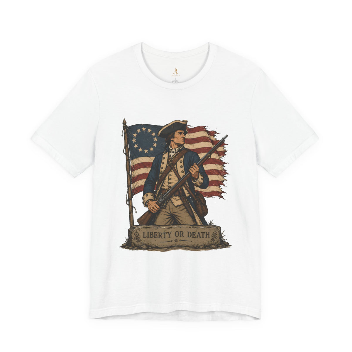 Liberty or Death Tee — Revolutionary Soldier Patriotic T‑Shirt
