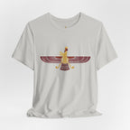 Blood Red Faravahar Zoroastrian Symbol T-Shirt — Ancient Persian Winged Sun Tee