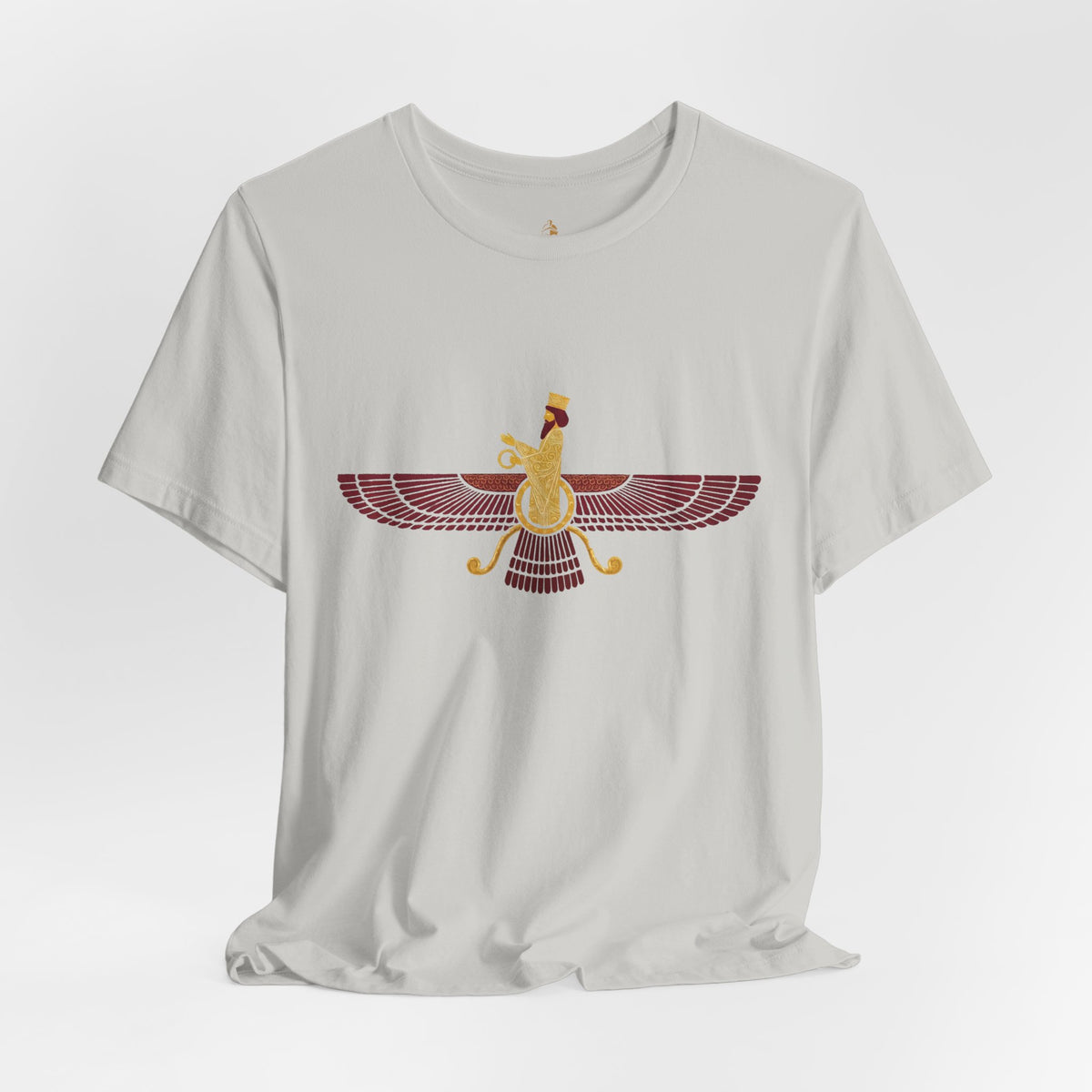 Blood Red Faravahar Zoroastrian Symbol T-Shirt — Ancient Persian Winged Sun Tee