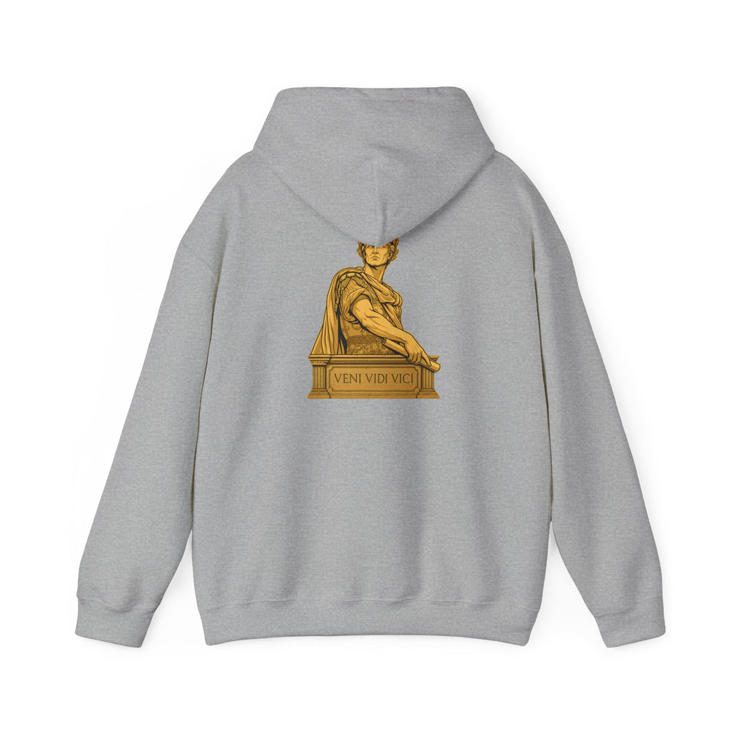 Roman Empire Hoodie with Caesar 'Veni, Vidi, Vici' Statue Print