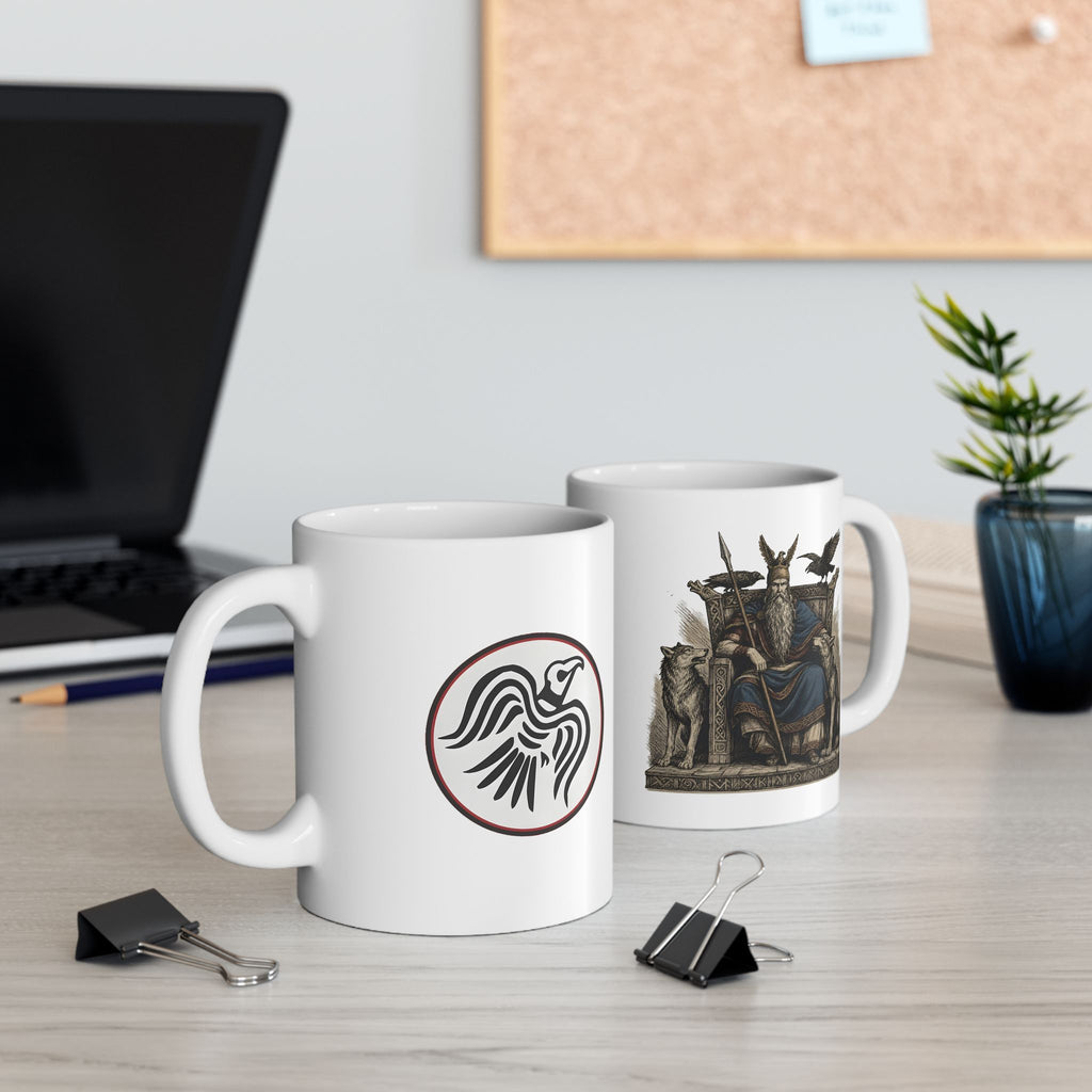 Odin With Raven Banner Coffee Cup 11oz