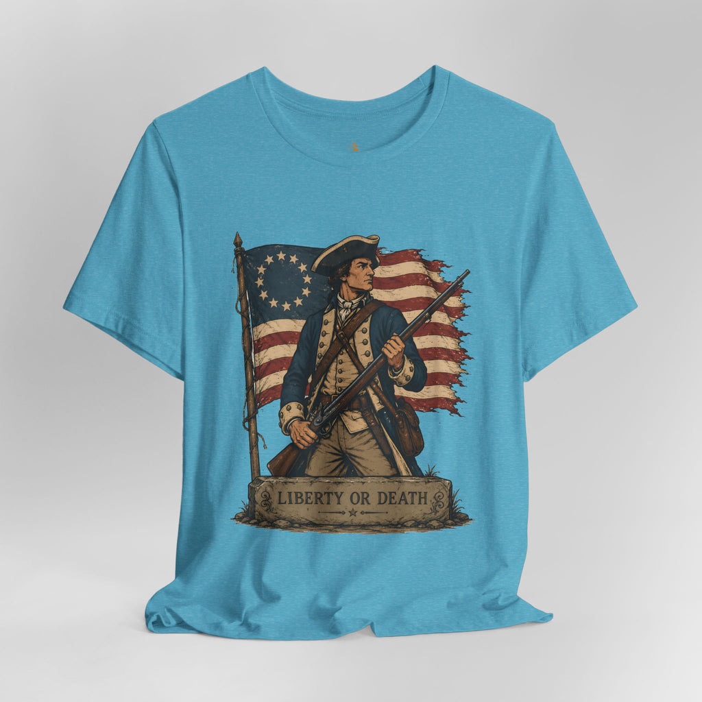 Liberty or Death Tee — Revolutionary Soldier Patriotic T‑Shirt