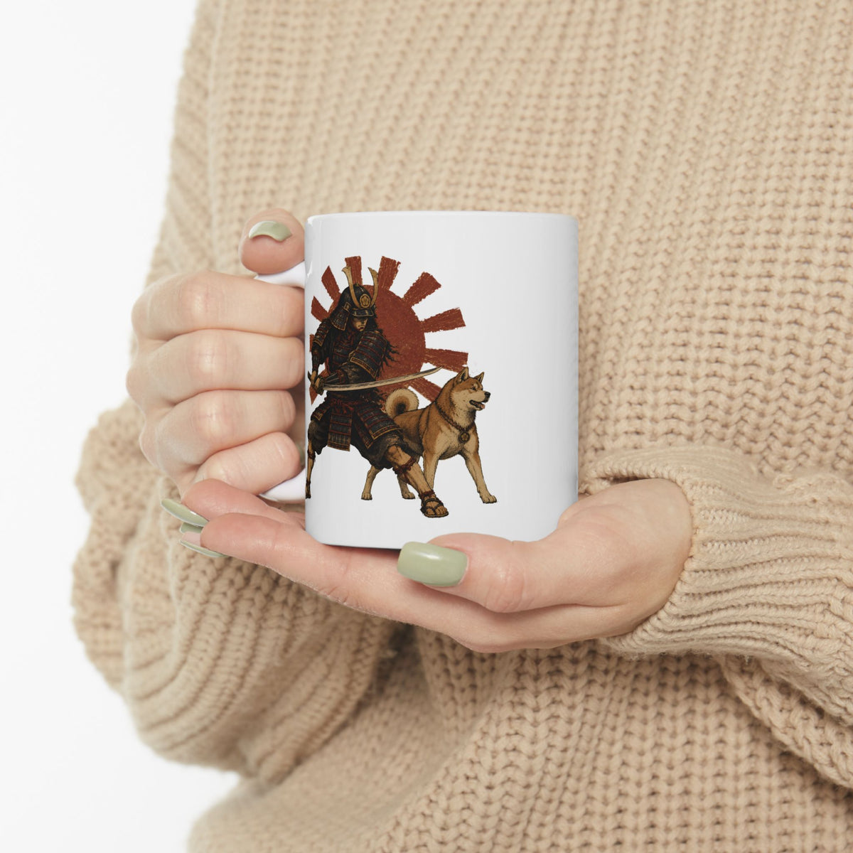 Samurai with Akita Inu Ceramic Mug —  Coffee Cup 11oz