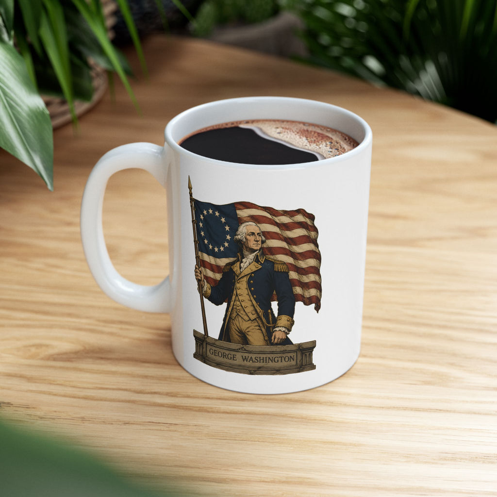 George Washington Ceramic Mug – Vintage Patriotic 11oz Coffee Cup