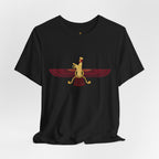 Blood Red Faravahar Zoroastrian Symbol T-Shirt — Ancient Persian Winged Sun Tee