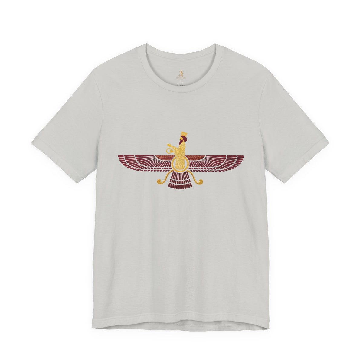 Blood Red Faravahar Zoroastrian Symbol T-Shirt — Ancient Persian Winged Sun Tee