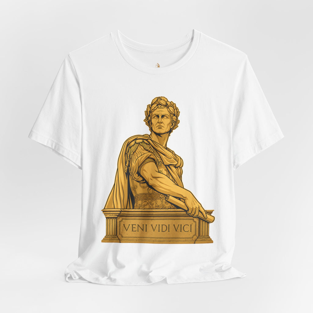 Roman Empire T-Shirt with Caesar 'Veni, Vidi, Vici' Statue Print