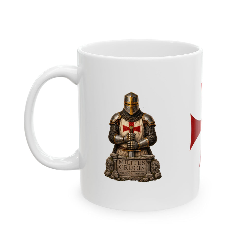 Templar Cross Ceramic Mug — Medieval Knights Coffee Cup (11oz & 15oz)